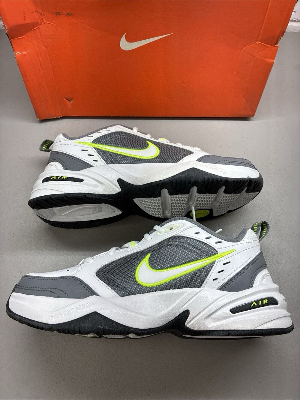 Nike Air Monarch IV White Grey Green Walking Shoes Men's Size 7.5 D (415445-100)